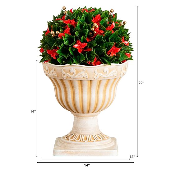Nearly Natural 22" Red Tip Photinia Ball Artificial Plant