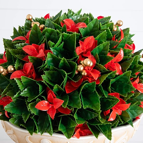 Nearly Natural 22" Red Tip Photinia Ball Artificial Plant