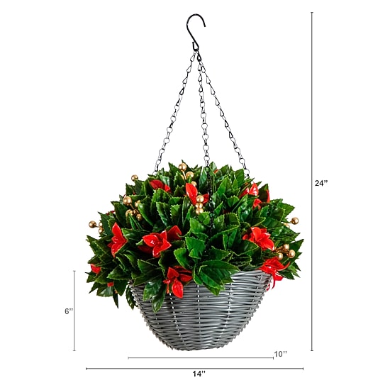 Nearly Natural 24" Pre-Lit Red Tip Artificial Plant