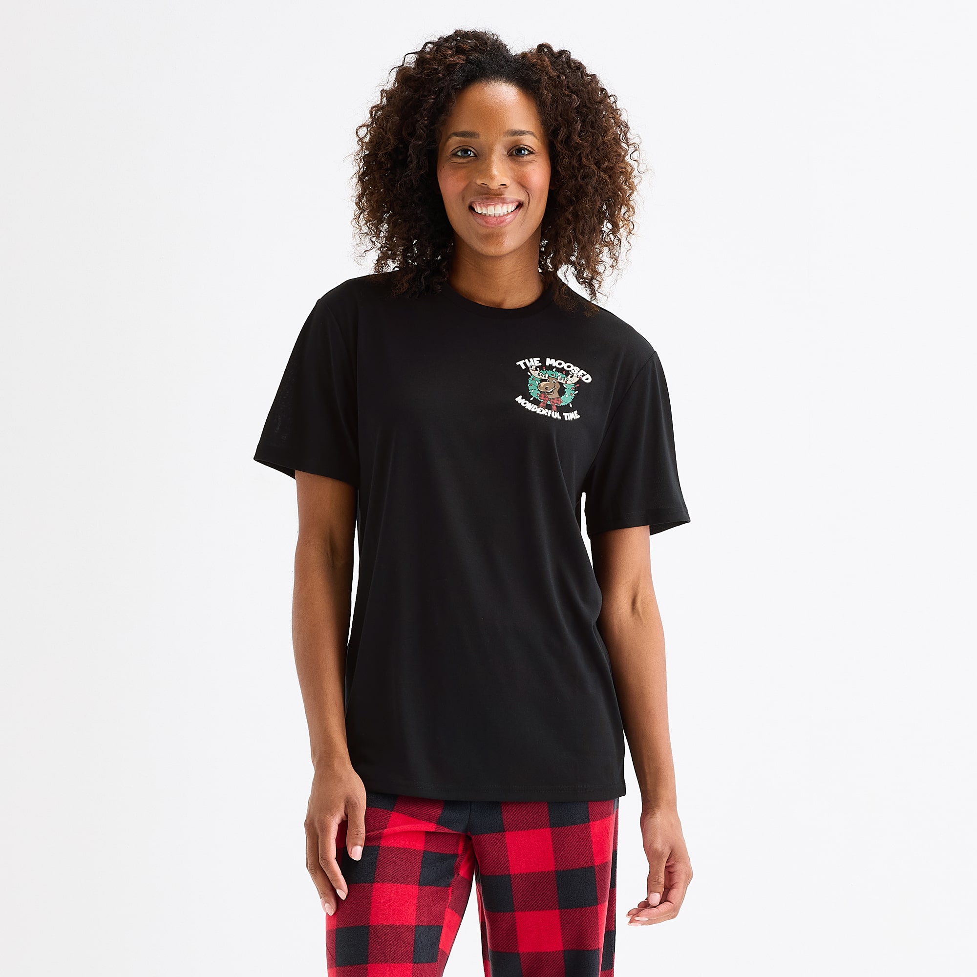 North Pole Trading Co. Moose Buffalo Unisex Adult Crew Neck Short Sleeve Matching Family Pajama Top