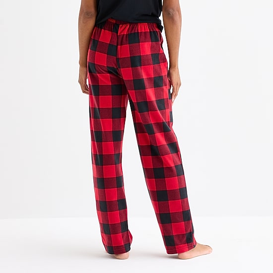 North Pole Trading Co. Moose Buffalo Check Unisex Adult Microfleece Matching Family Pajama Pants