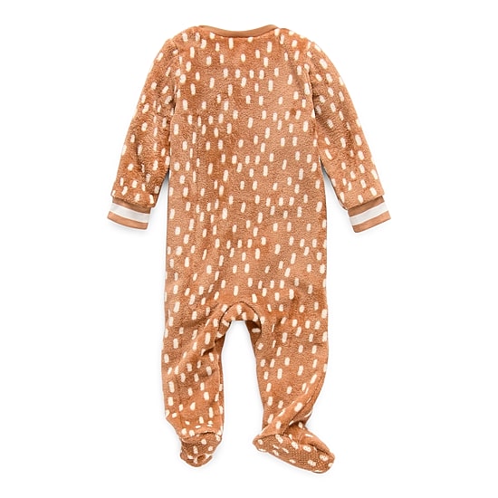 North Pole Trading Co. Reindeer Baby Unisex Plush Long Sleeve Crew Neck Matching Family Footed Pajamas