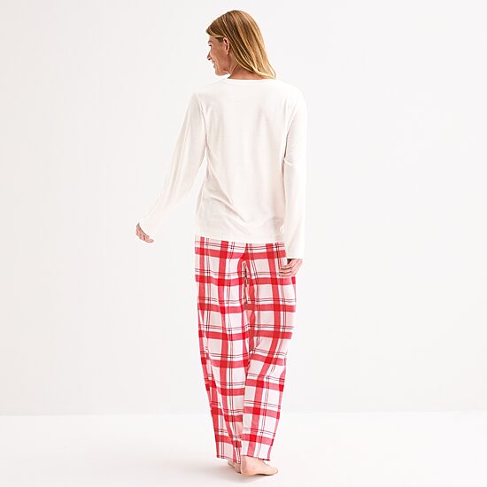 North Pole Trading Co. Happy Holidays Womens Crew Neck Long Sleeve 2-pc. Matching Family Pajama Set