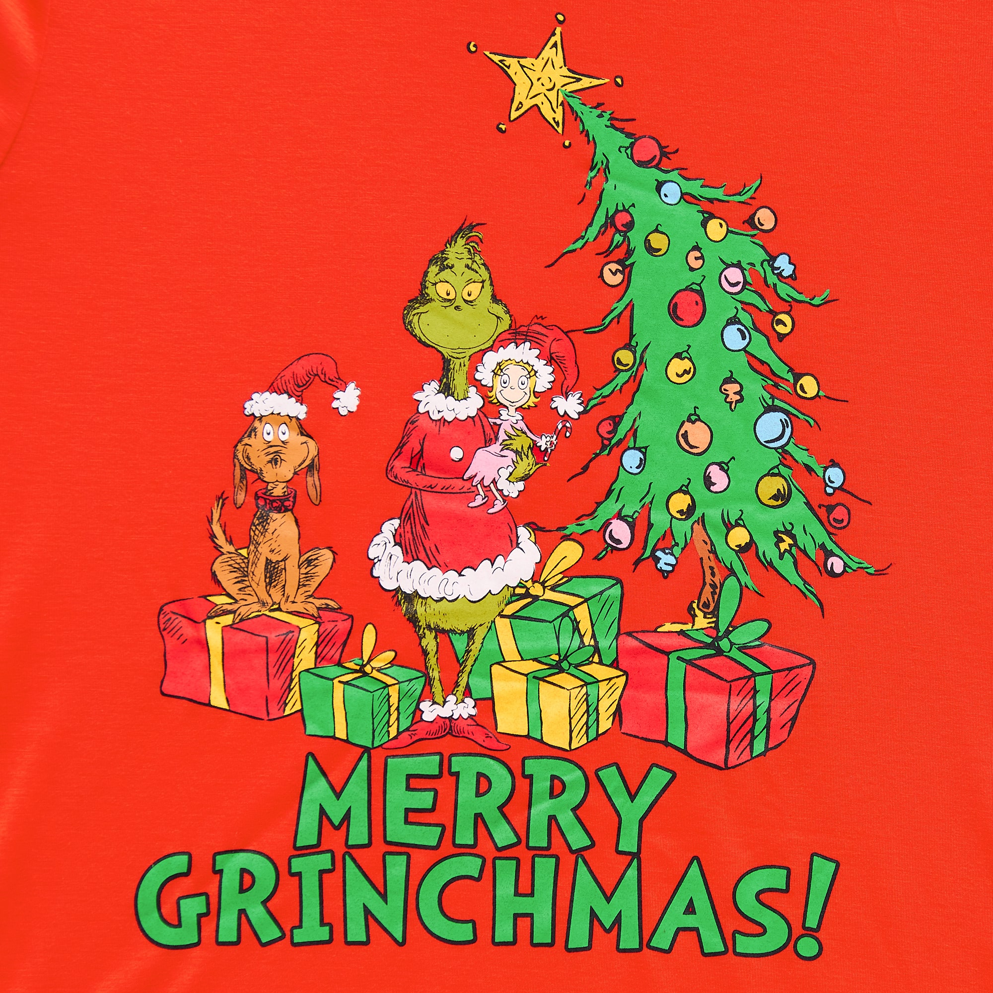 Womens Dr. Seuss Grinch Crew Neck Long Sleeve 2-pc. Matching Family Pajama Set