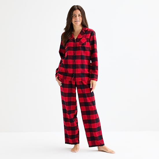 North Pole Trading Co. Buffalo Check Womens Flannel Long Sleeve Matching Family Pajama Set