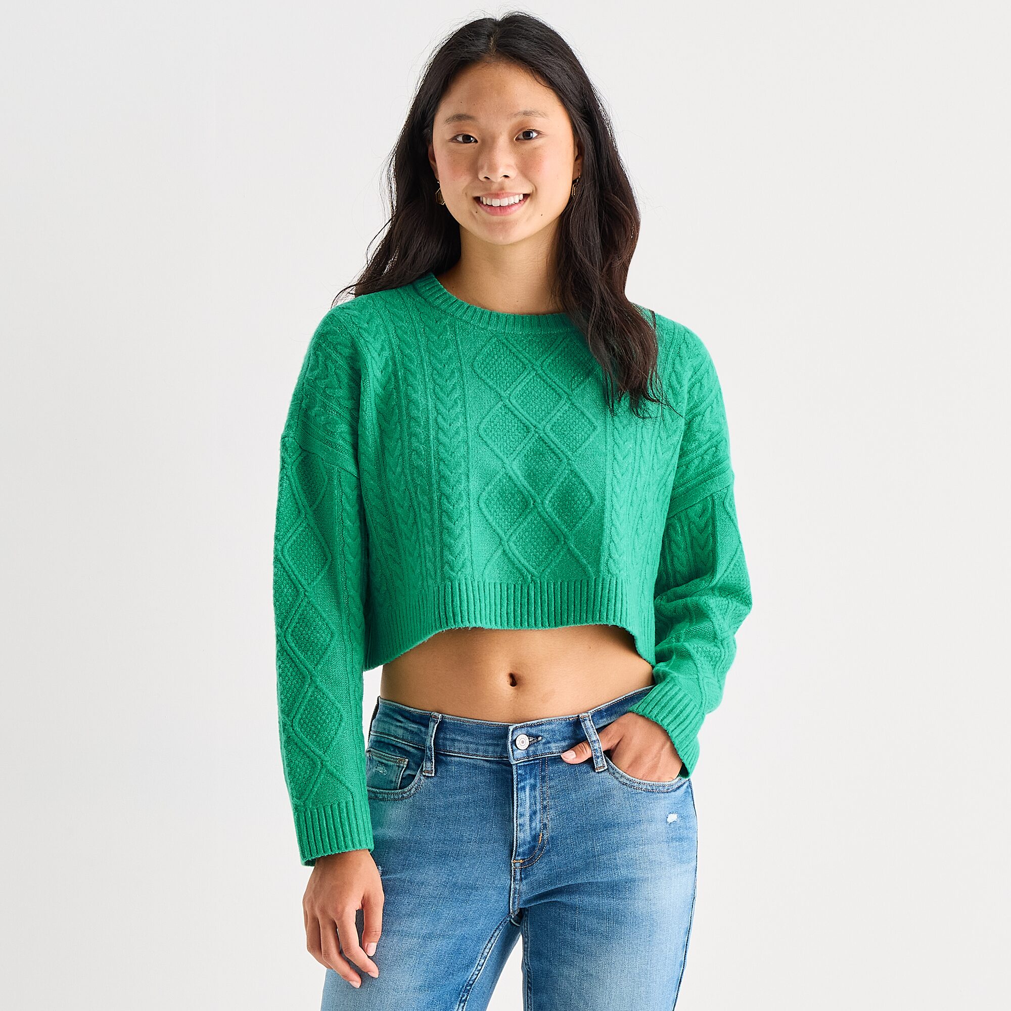 Arizona Juniors Womens Crew Neck Long Sleeve Pullover Sweater