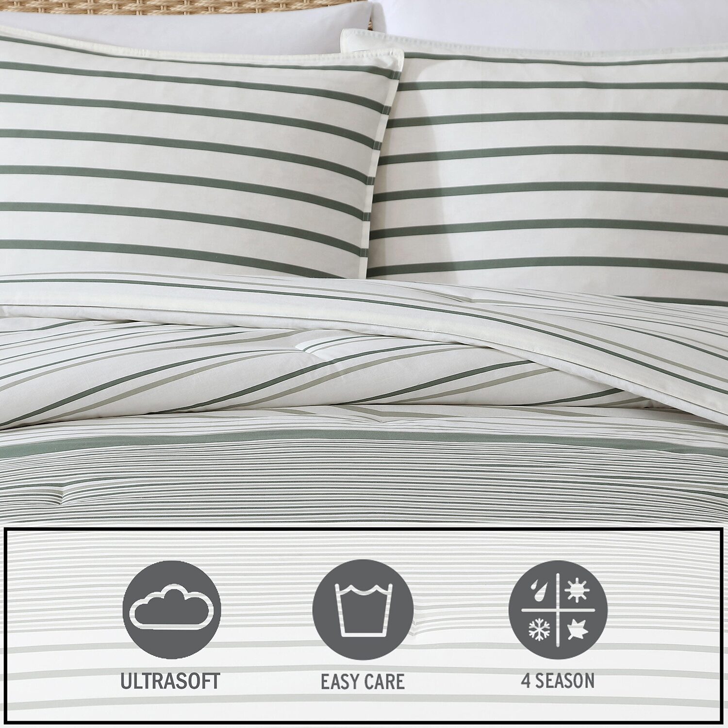 Eddie Bauer Cooper Stripe Midweight Easy Care Comforter Set