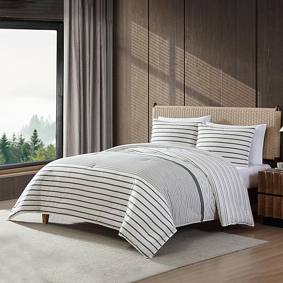 Eddie Bauer Cooper Stripe Midweight Easy Care Comforter Set