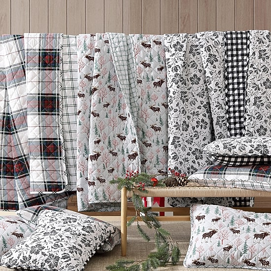 Eddie Bauer Holiday Plaid Easy Care Quilt Set