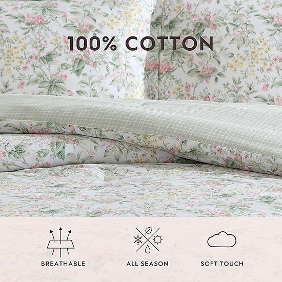 Laura Ashley Bramble Floral Midweight Easy Care Comforter Set