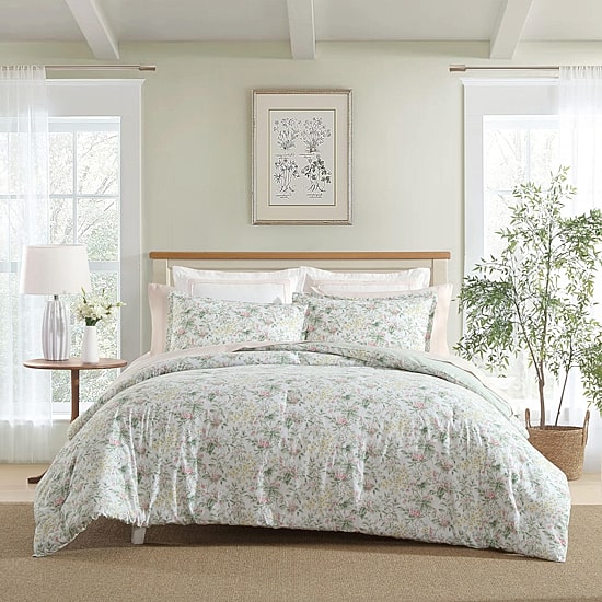 Laura Ashley Bramble Floral Midweight Easy Care Comforter Set