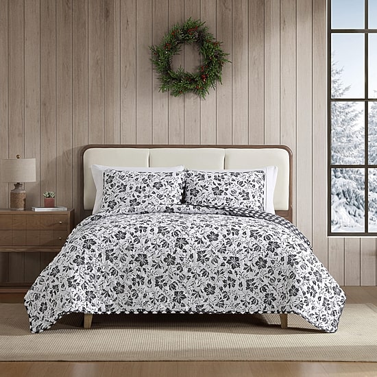 Eddie Bauer Woodblock Floral Easy Care Quilt Set
