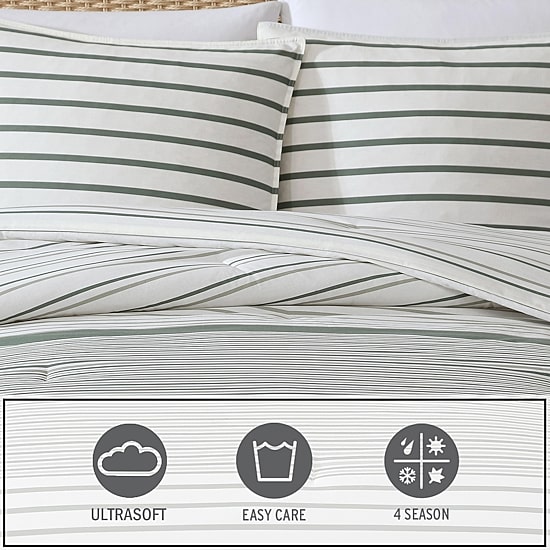 Eddie Bauer Cooper Stripe Easy Care Duvet Cover Set