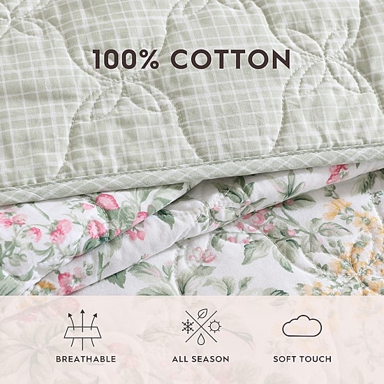 Laura Ashley Bramble Floral Easy Care Quilt Set
