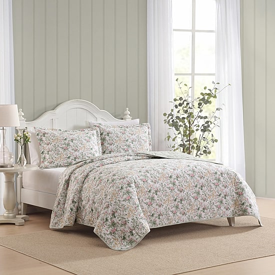 Laura Ashley Bramble Floral Easy Care Quilt Set