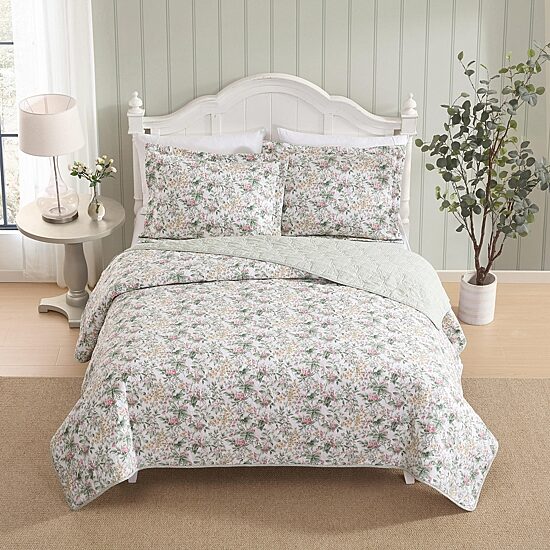 Laura Ashley Bramble Floral Easy Care Quilt Set