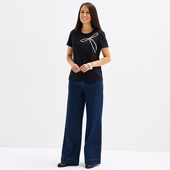 Liz Claiborne Womens Easy-on + Easy-off Crew Neck Short Sleeve Adaptive T-Shirt