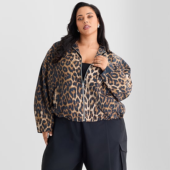 Ashley Graham Nylon Womens Plus Bomber Jacket