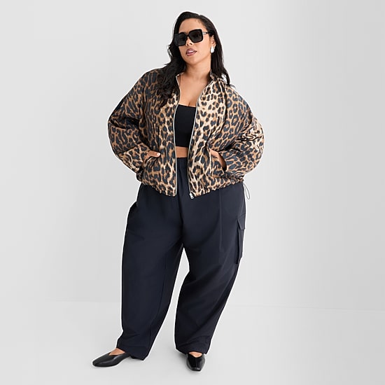 Ashley Graham Nylon Womens Plus Bomber Jacket