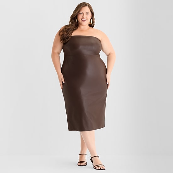 plus size leather dress Final Sale Faux Collar with Tie in Black – Chic And Curvy Bust 19 / Hips 22.5 / Length 33.5Medium Plus Size Black Leather Look