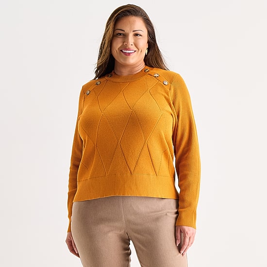 Liz Claiborne Plus Womens Crew Neck Long Sleeve Pullover Sweater