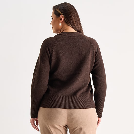 Liz Claiborne Plus Womens Crew Neck Long Sleeve Pullover Sweater
