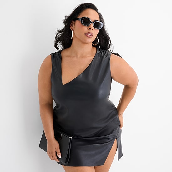 jcpenney faux leather dress Jalena Lace-Up Back Faux Leather Cocktail Dress (Women)