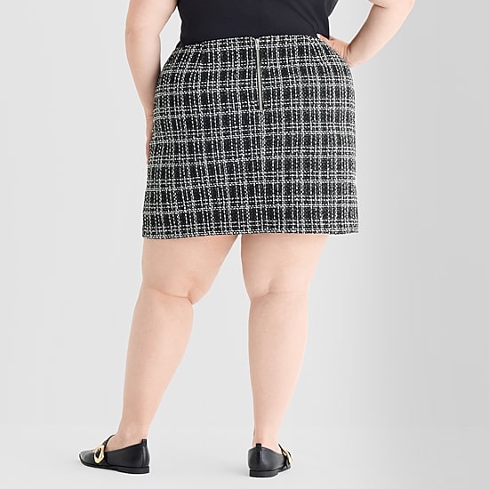Ashley Graham Boucle Mini Womens Plus Suit Skirt