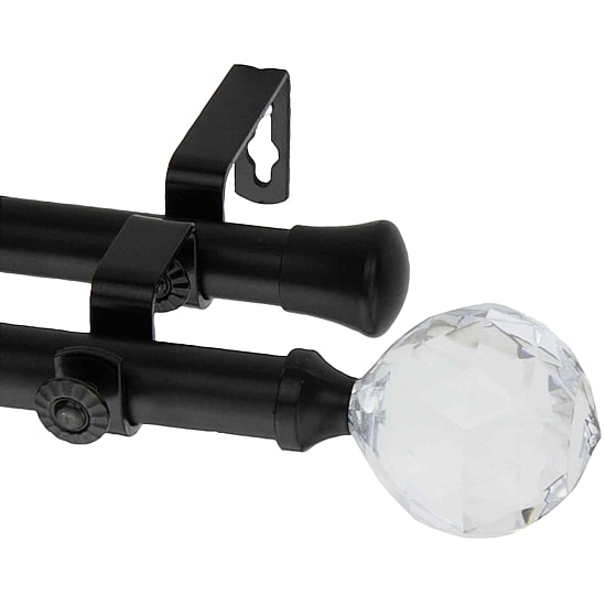 Rod Desyne Double 13/16" Adjustable Curtain Rod with Faceted Finials