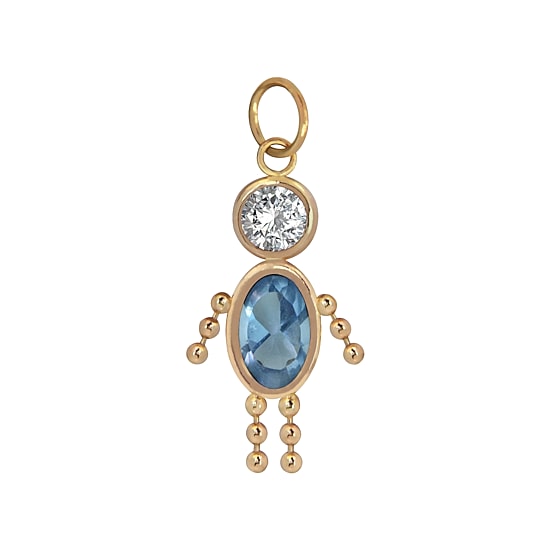 10K Gold March Birthstone Babies Boy Charm