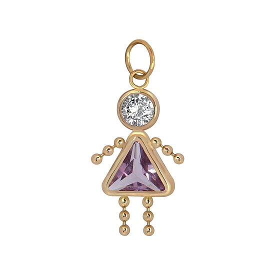 10K Gold February Birthstone Babie Girl Charm