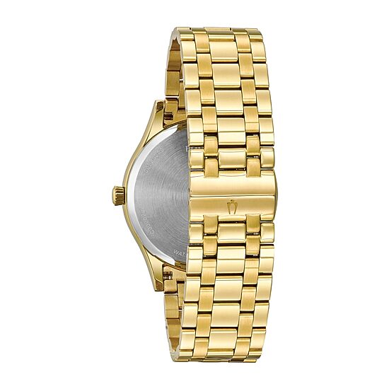 Bulova Classic Mens Gold Tone Stainless Steel Bracelet Watch 97d108