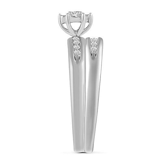 Womens 1/5 CT. Natural Diamond 10K Gold Round Side Stone Bridal Set