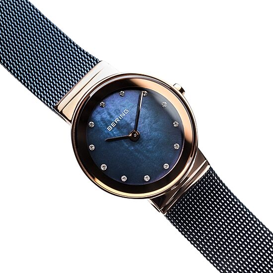 Bering Womens Blue Stainless Steel Bracelet Watch 10126-367