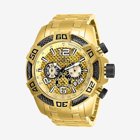 Invicta Pro Diver Mens Chronograph Gold Tone Stainless Steel Bracelet Watch 25854