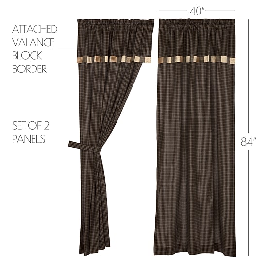 Vhc Brands Kettle Grove Block Rod Pocket Light-Filtering Set of 2 Curtain Panel