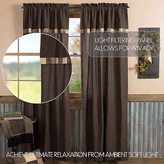 Vhc Brands Kettle Grove Block Rod Pocket Light-Filtering Set of 2 Curtain Panel