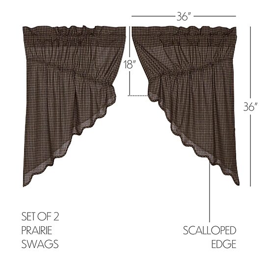 Vhc Brands Kettle Grove Plaid Prairie Swag Rod Pocket Scallop Valance