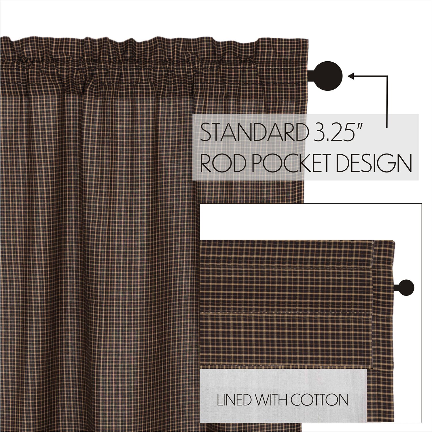 Vhc Brands Kettle Grove Plaid Prairie Swag Rod Pocket Scallop Valance