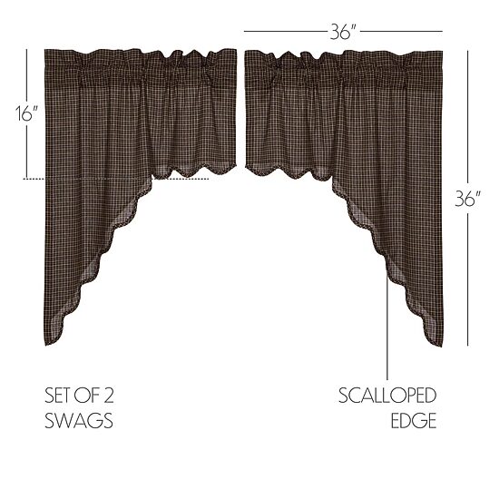 Vhc Brands Kettle Grove Plaid Swag Rod Pocket Scallop Valance