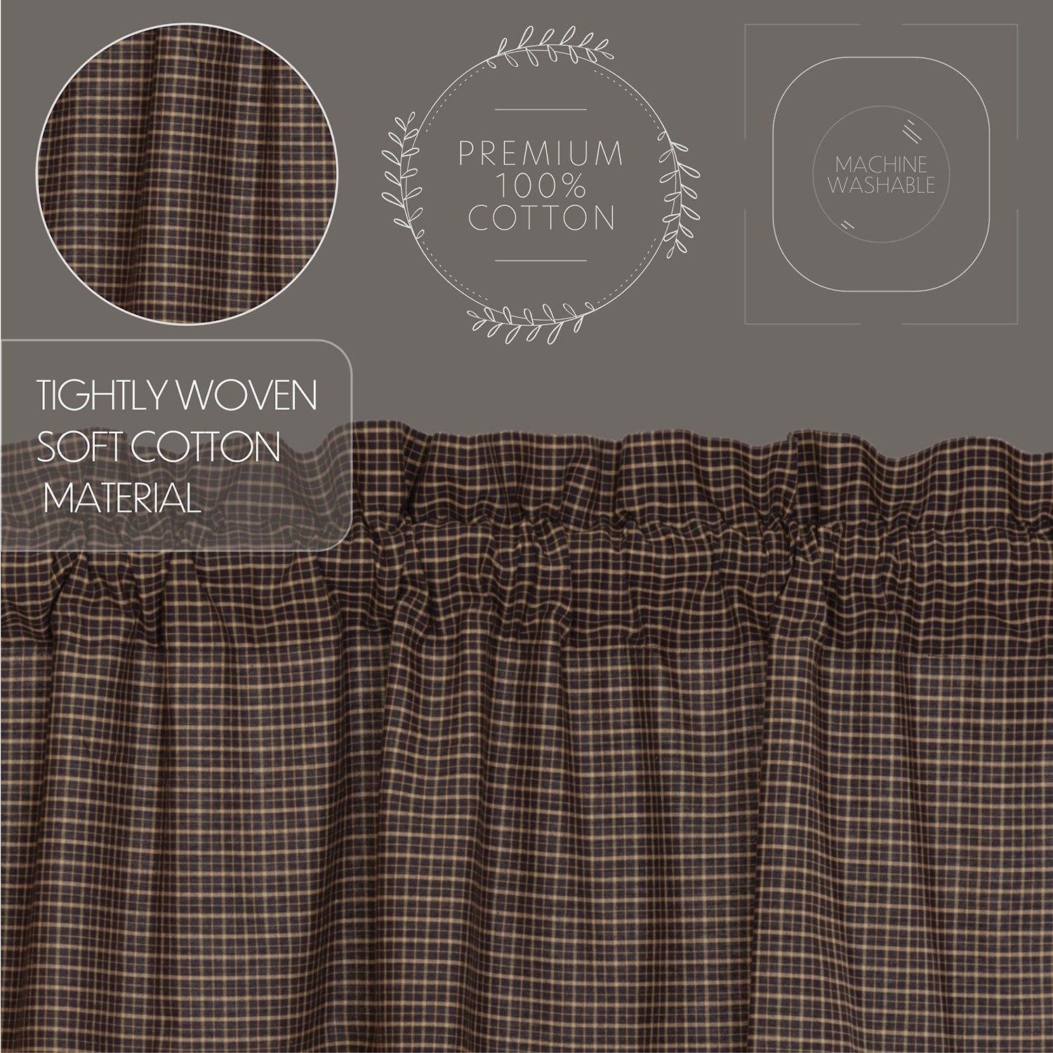 Vhc Brands Kettle Grove Plaid 2-pc. Rod Pocket Window Tier