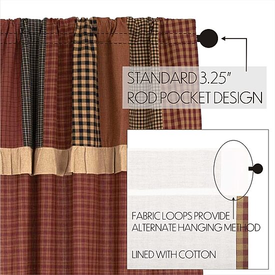 Vhc Brands Maisie Attach Patch Rod Pocket Light-Filtering Set of 2 Curtain Panel