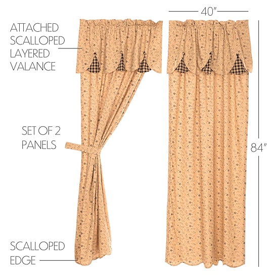 Vhc Brands Maisie Attach Scalloped Rod Pocket Light-Filtering Set of 2 Curtain Panel