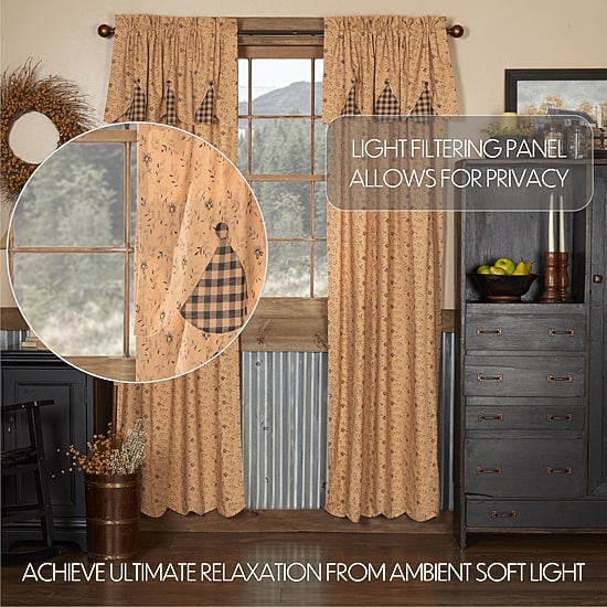 Vhc Brands Maisie Attach Scalloped Rod Pocket Light-Filtering Set of 2 Curtain Panel