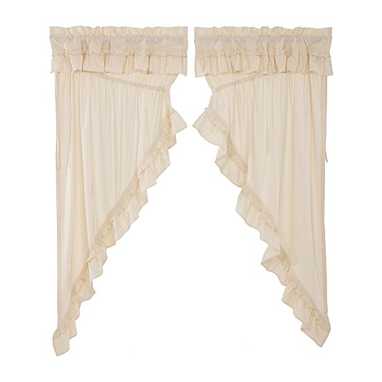 Vhc Brands Muslin Ruffled Prairie Rod Pocket Light-Filtering Set of 2 Curtain Panel