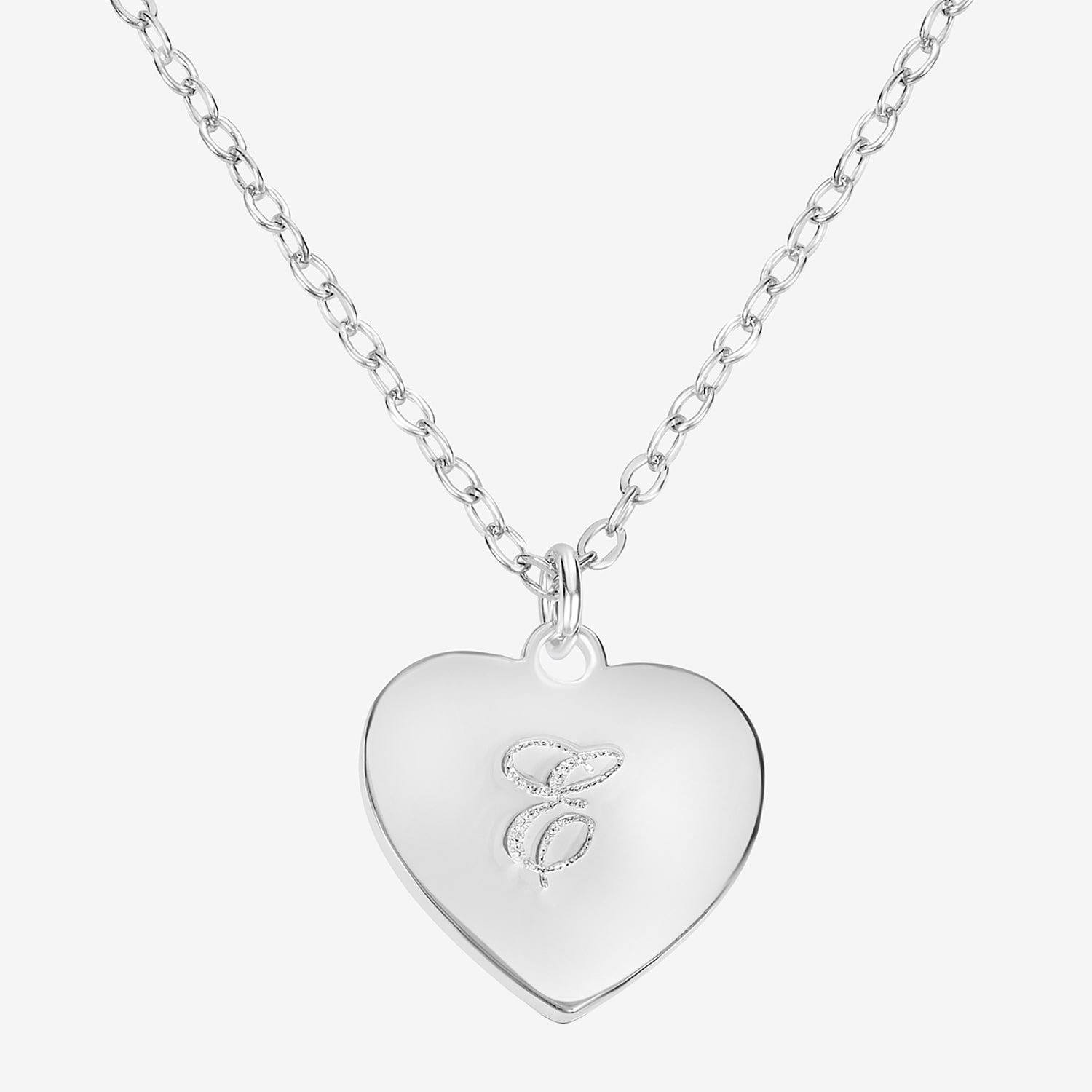 Silver Treasures Initial Womens Sterling Silver Heart 16 Inch Pendant Necklace