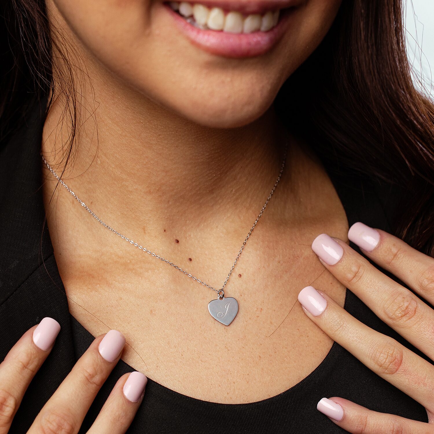 Silver Treasures Initial Womens Sterling Silver Heart 16 Inch Pendant Necklace