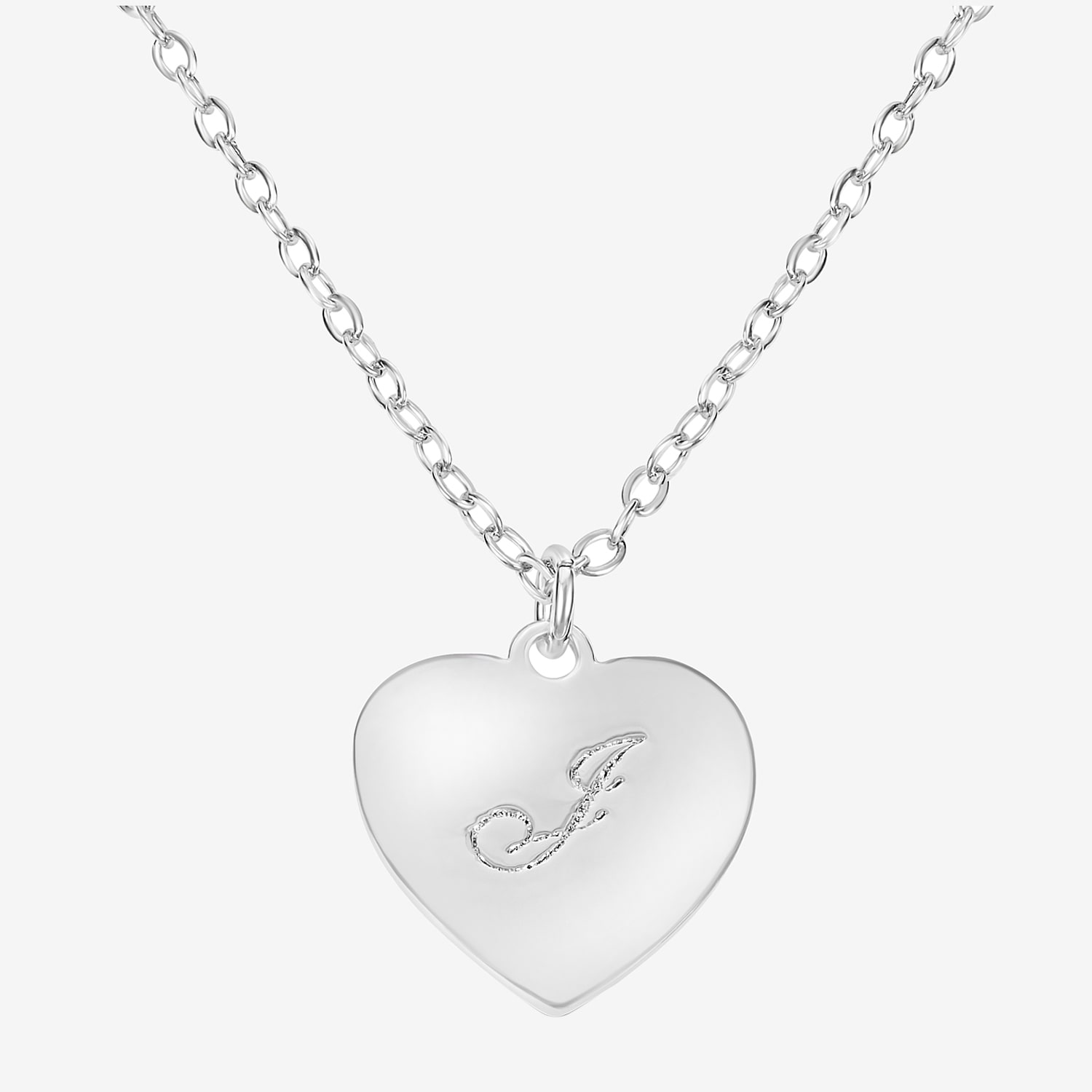 Silver Treasures Initial Womens Sterling Silver Heart 16 Inch Pendant Necklace