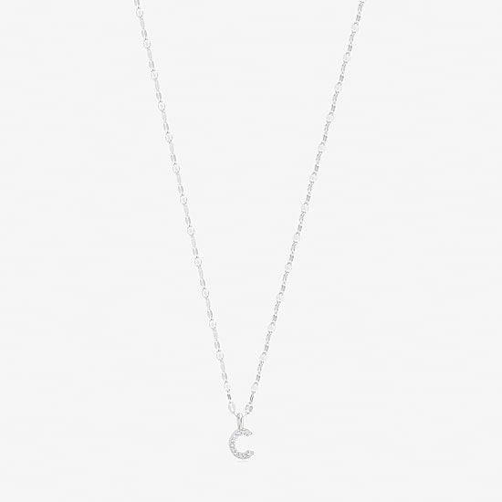 Silver Treasures Pave Initial Womens Cubic Zirconia Sterling Silver 18 Inch Pendant Necklace