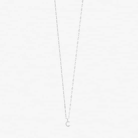 Silver Treasures Pave Initial Womens Cubic Zirconia Sterling Silver 18 Inch Pendant Necklace